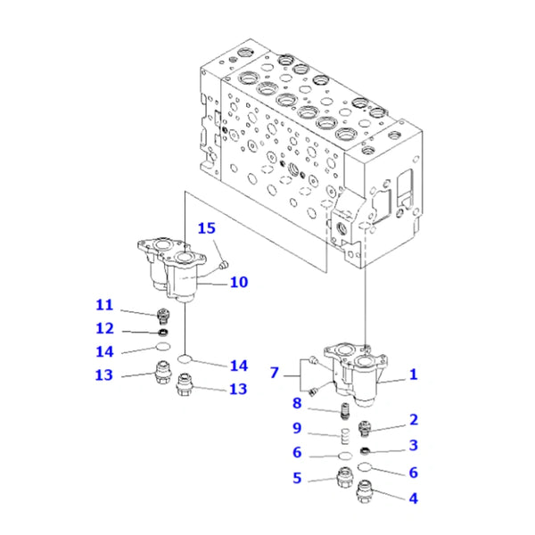 723-46-18300 Hydraulic Valve Assembly Replacement New for Komatsu Excavator PC200-7 PC200-8 PC220LC-8 PC240LL-10 PC290-8K HB205-1