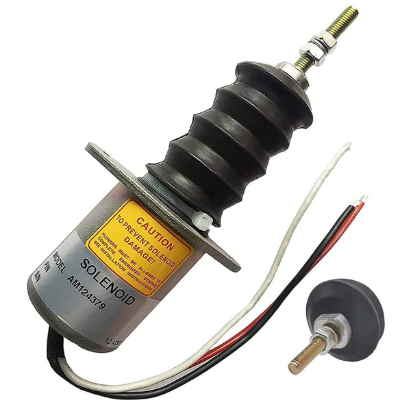 Aftermarket 12V Fuel Shut Off Solenoid AM124379 AM103337 AM124380 AM124377 Compatible With John Deere 415 455 445 F915 F925 F935 430 332 855 856 375 675 Front Mower Lawn and Garden Tractors